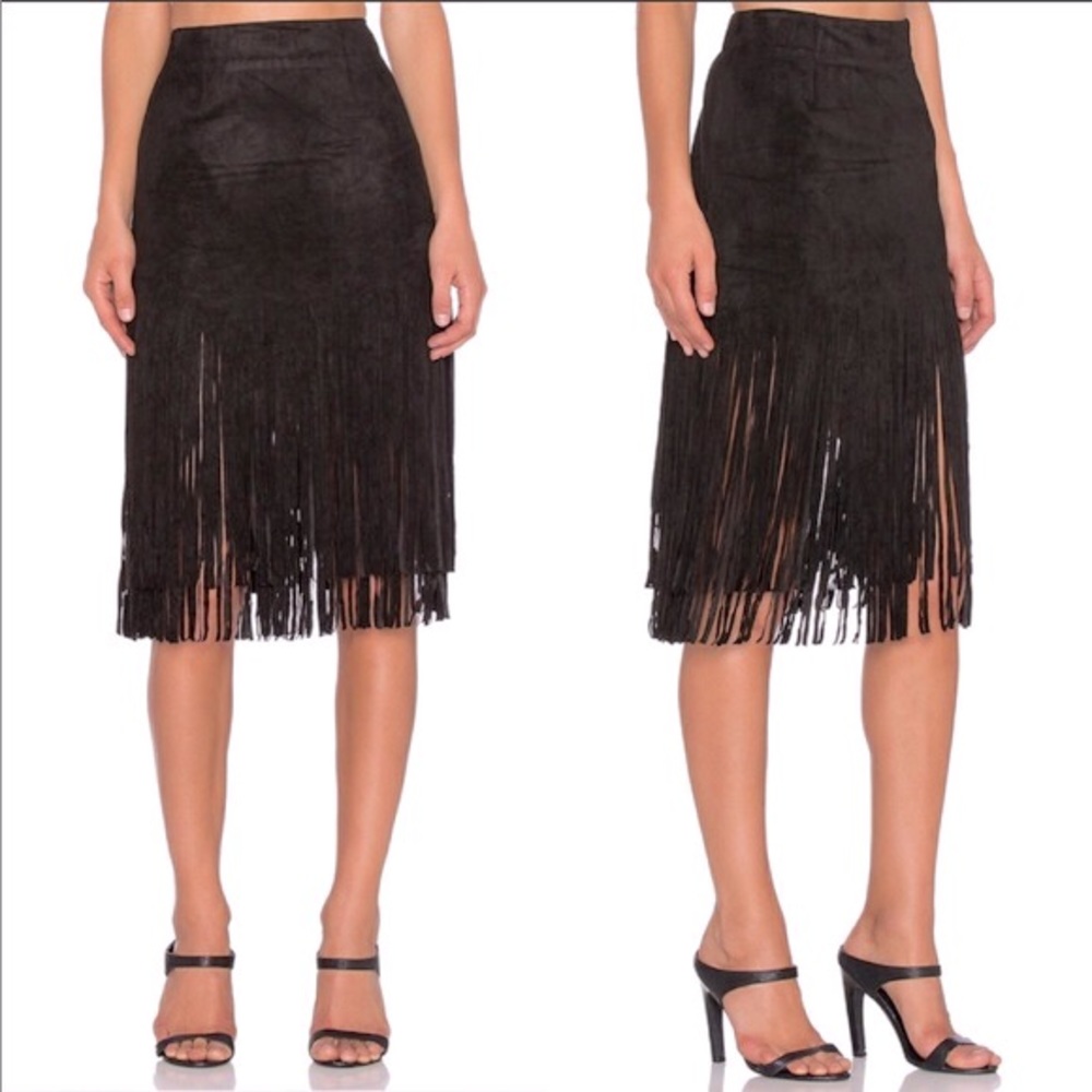 J.O.A fringe leather skirt